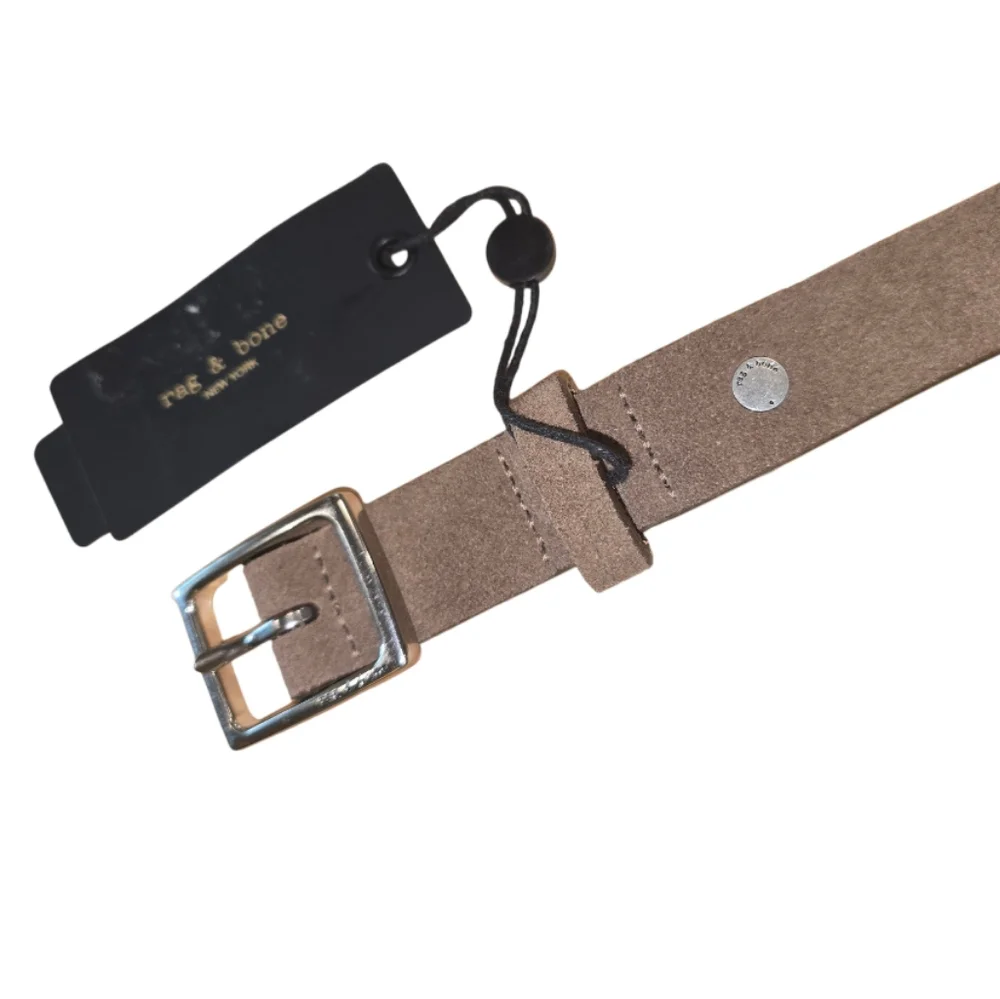 Rag & Bone New York Suede‎ Leather Skinny Belt Designer Silver Buckle Meduim New